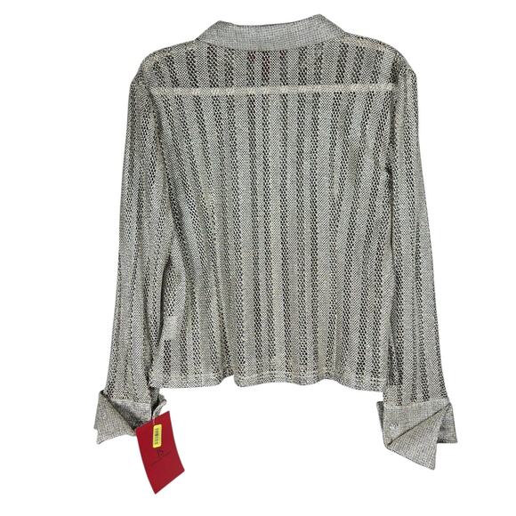 JS Collections Metallic Twin Set Womens 16 Silver Knit Party Formal Y2K Vintage - Picture 10 of 12